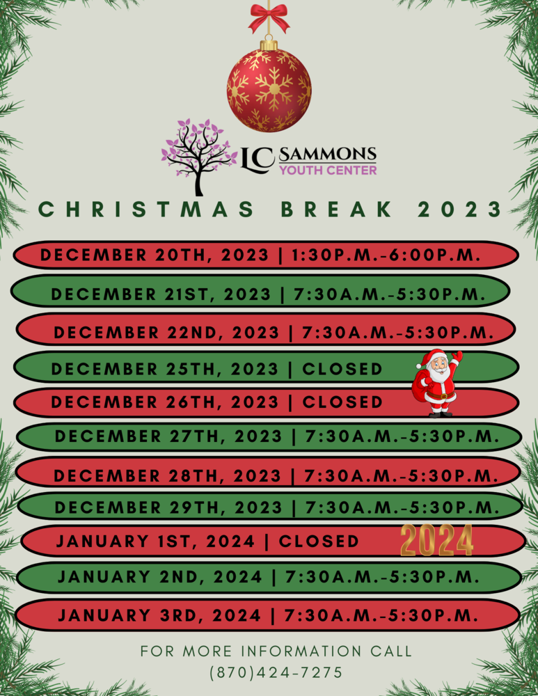 Christmas Break 2023 Schedule