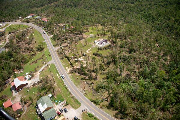 Tornado damage along Hwy 5 South