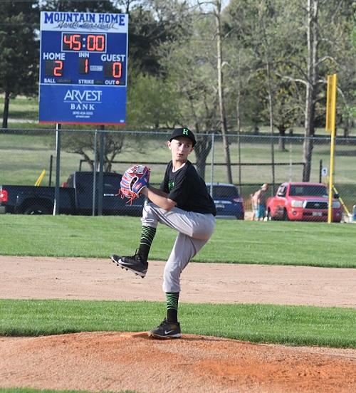 Young boy winding up to pitch a baseball