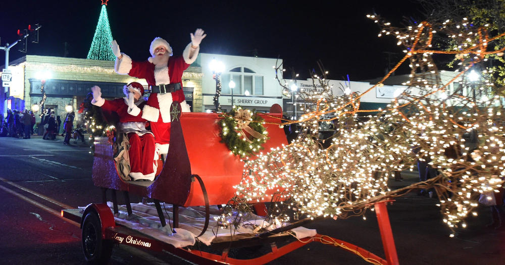 Santa in his sleigh at the parade
