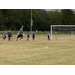 Youth soccer players near the goal.